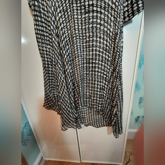 Theory Mesh Polka Dot Assimmetrical Midi Dress Sz L See Through With The Flow - Picture 13 of 16